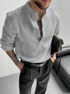 Chemise homme col mao à rayures