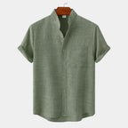 Chemise homme col mao manches courtes