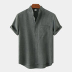 Chemise homme col mao manches courtes