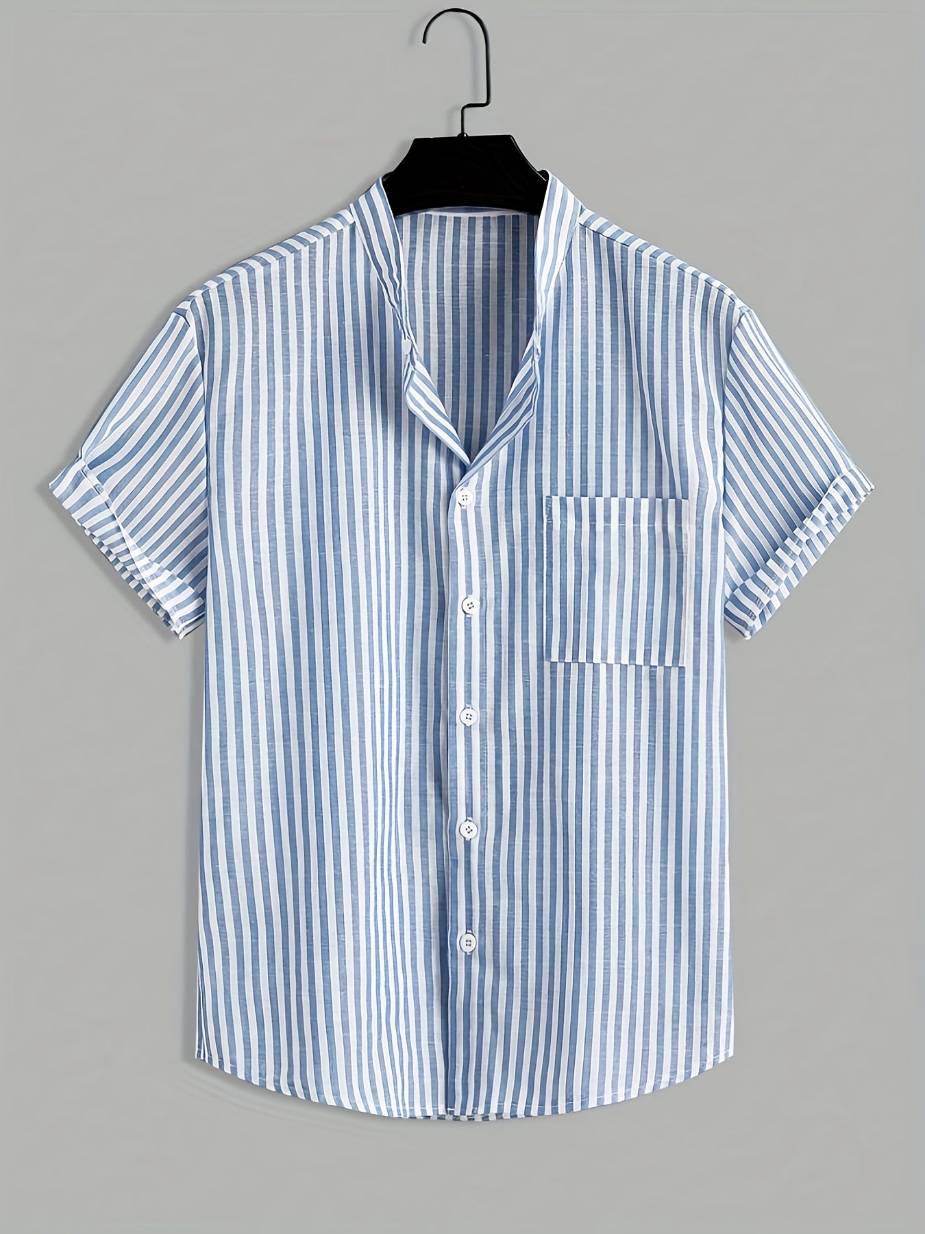 Chemise homme col mao rayée
