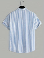 Chemise homme col mao rayée