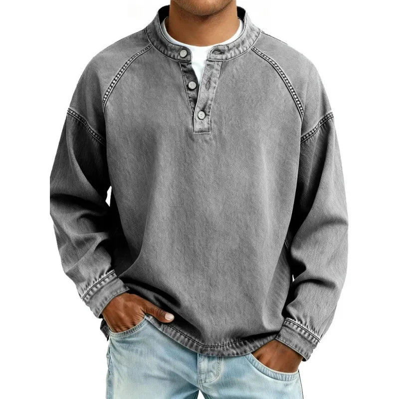Chemise homme col montant manches longues