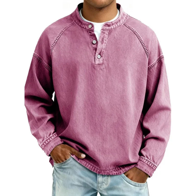 Chemise homme col montant manches longues