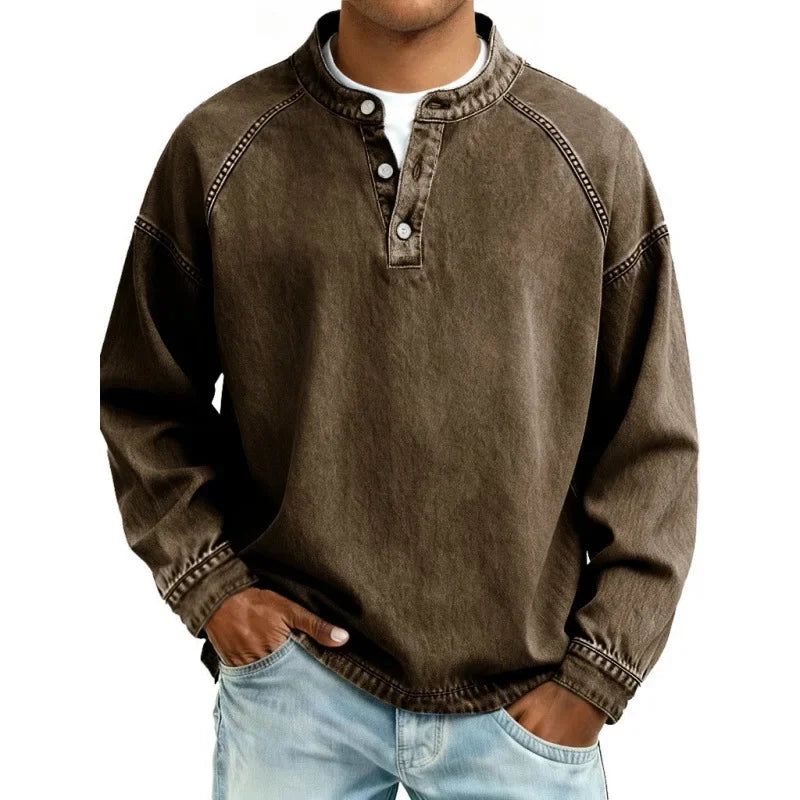 Chemise homme col montant manches longues
