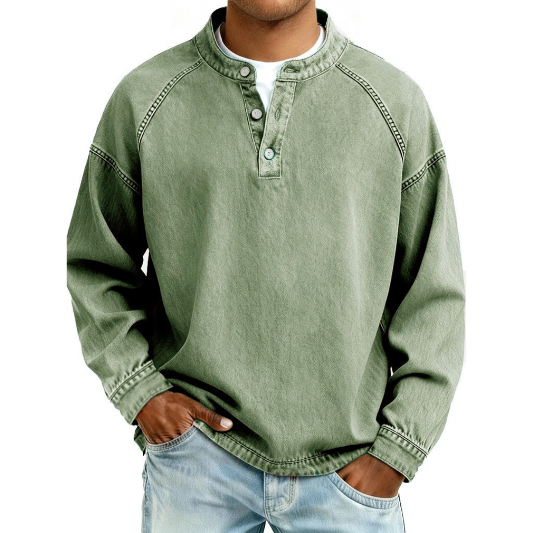 Chemise homme col montant manches longues