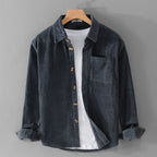 Chemise homme en velours côtelé à poche