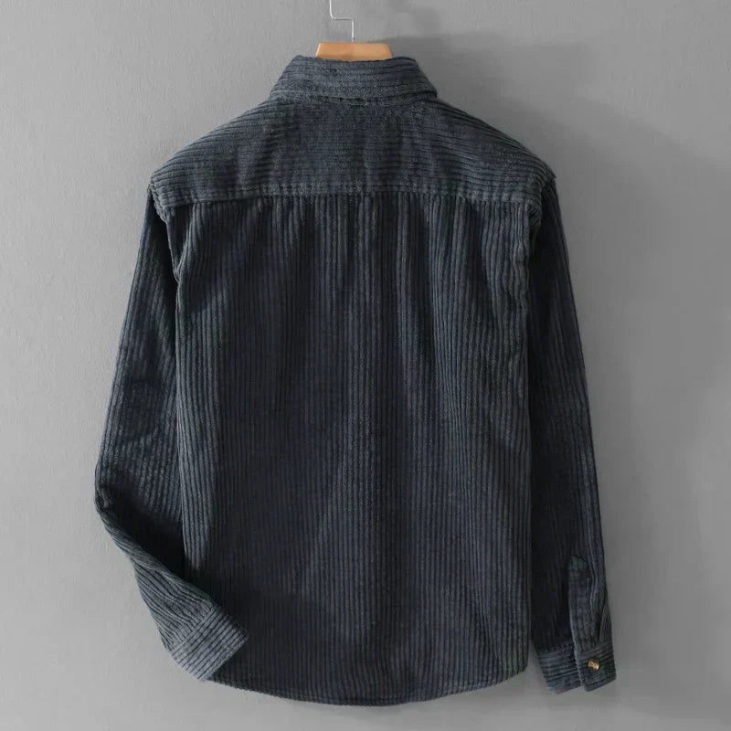 Chemise homme en velours côtelé à poche
