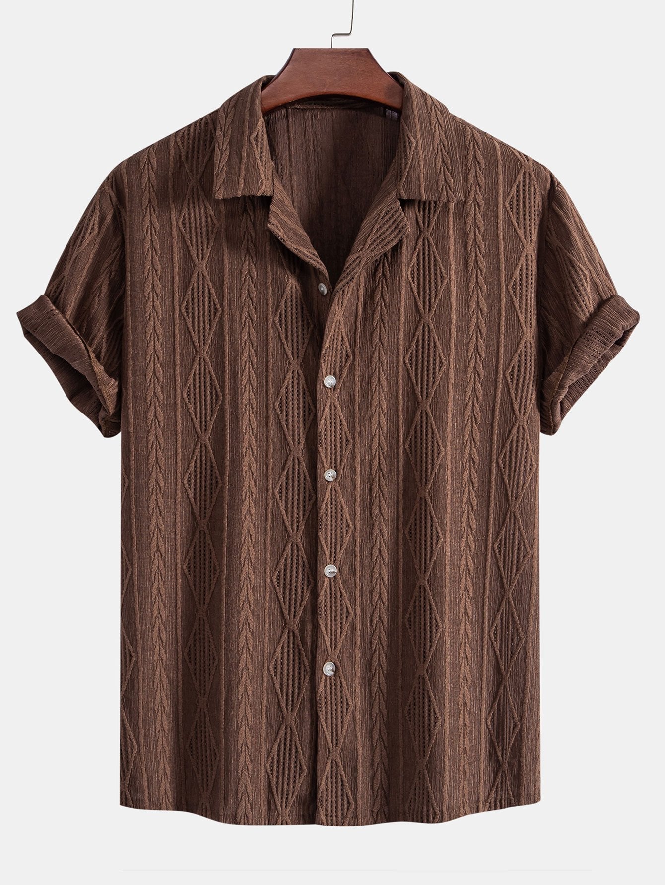 Chemise homme jacquard manches courtes