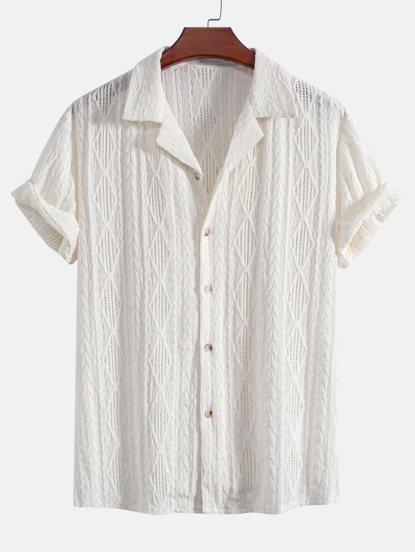 Chemise homme jacquard manches courtes