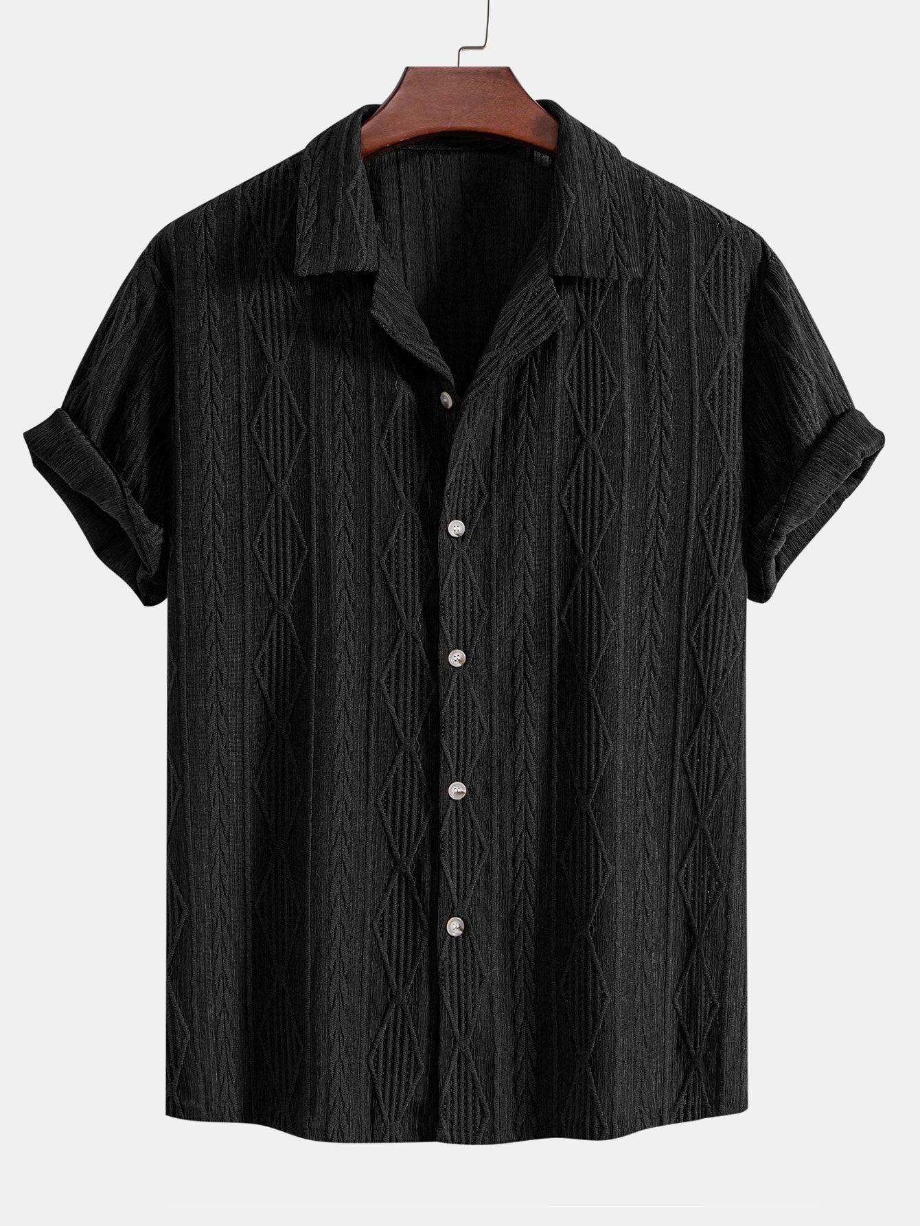 Chemise homme jacquard manches courtes