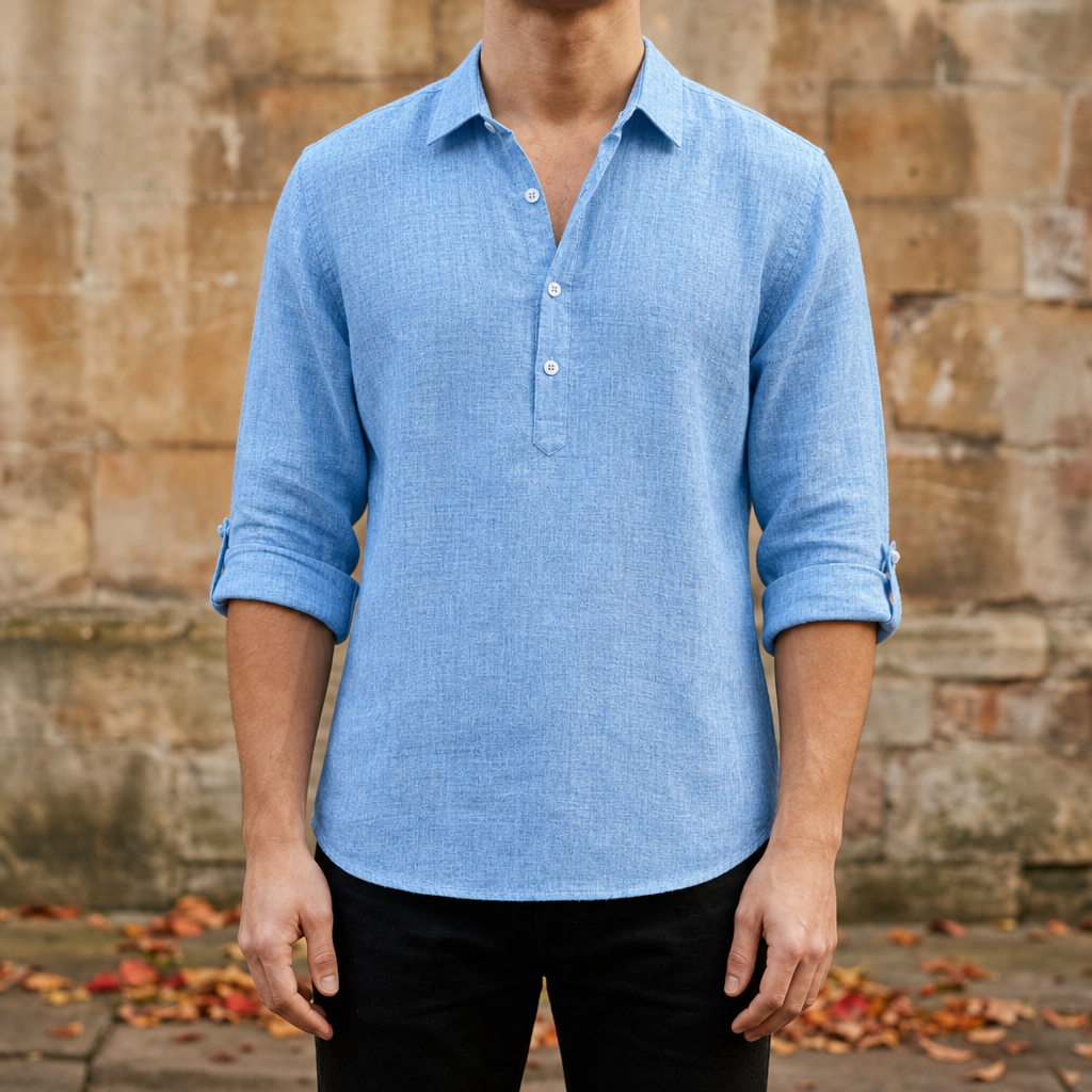 Chemise homme à manches retroussables
