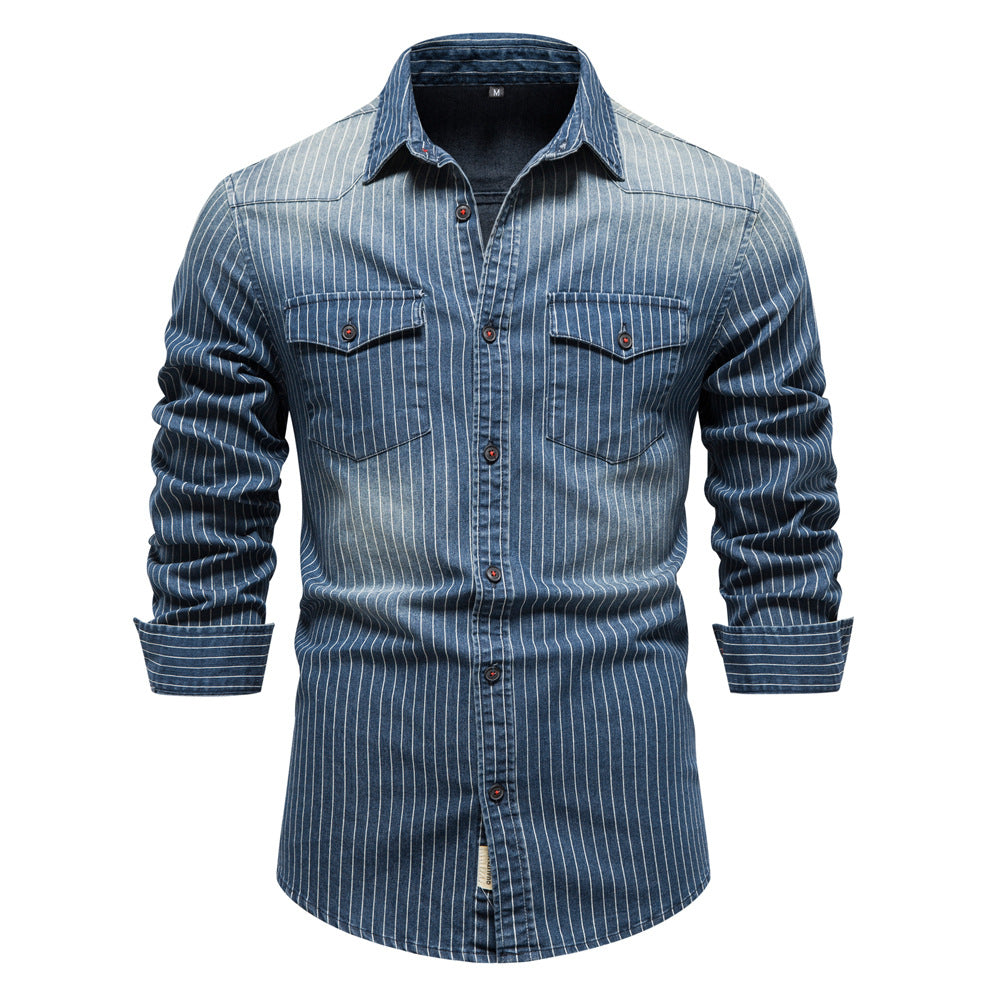 Chemise homme rayée à poches