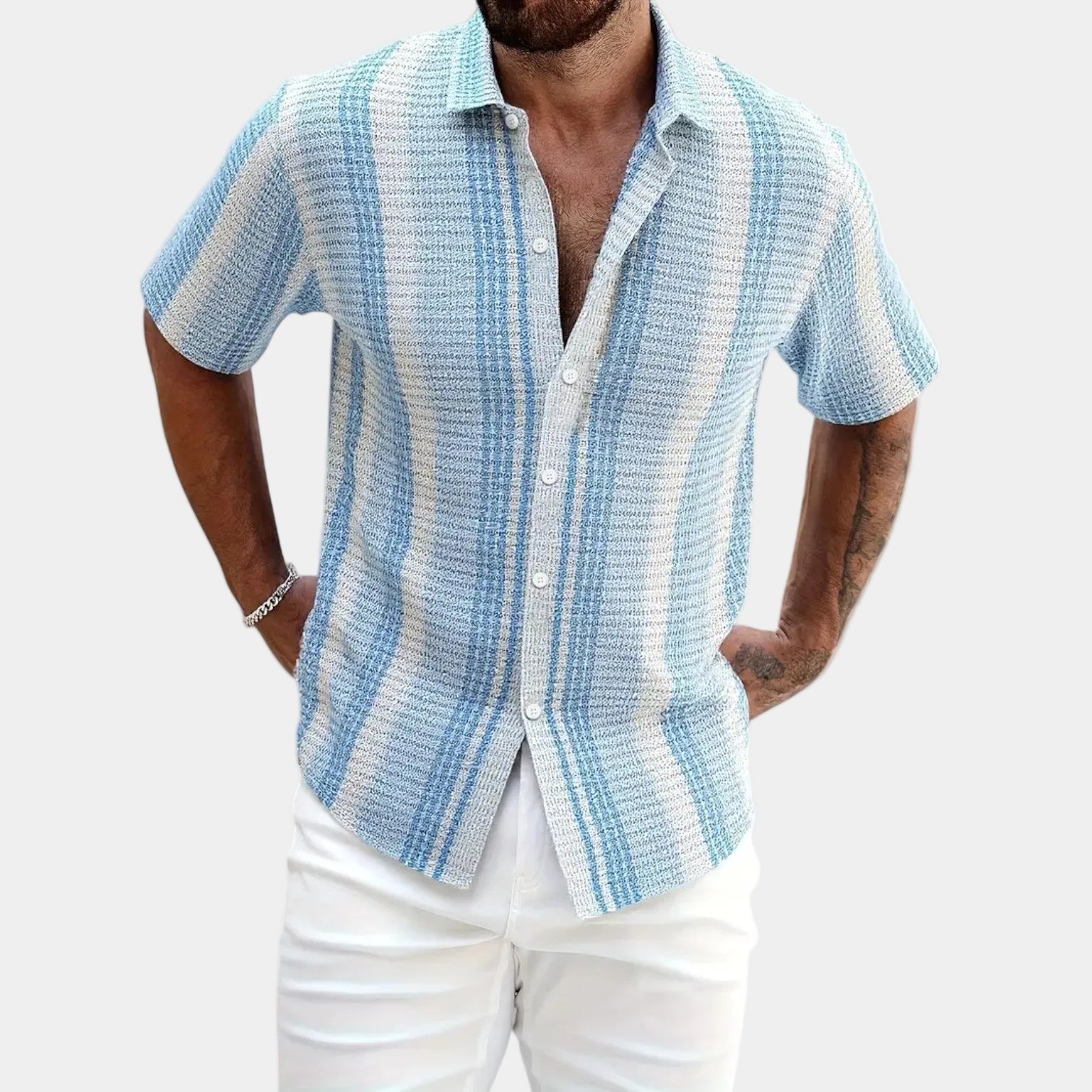 Chemise homme col ouvert boutonnée