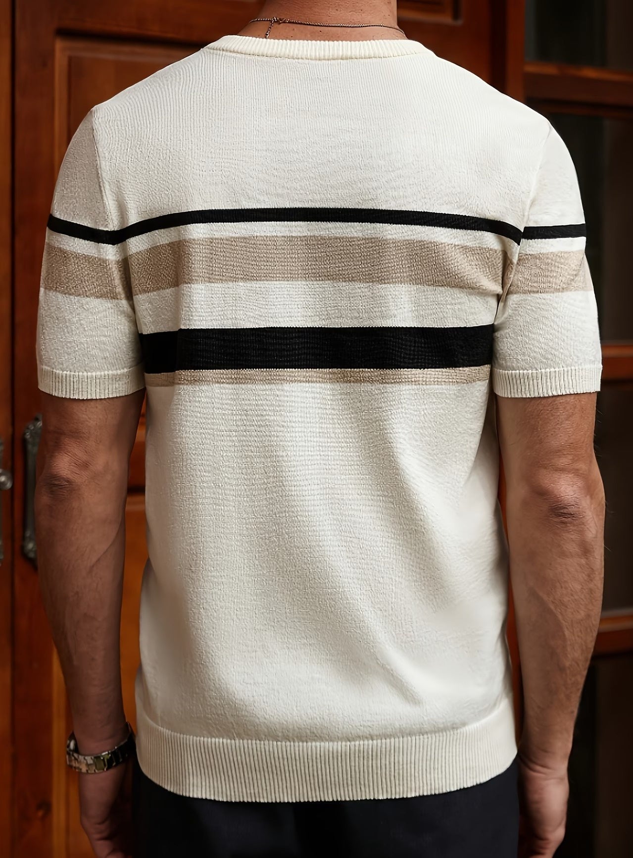 Chemise à Manches Courtes Rayée pour Hommes