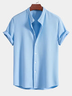Chemise homme col mao texturée