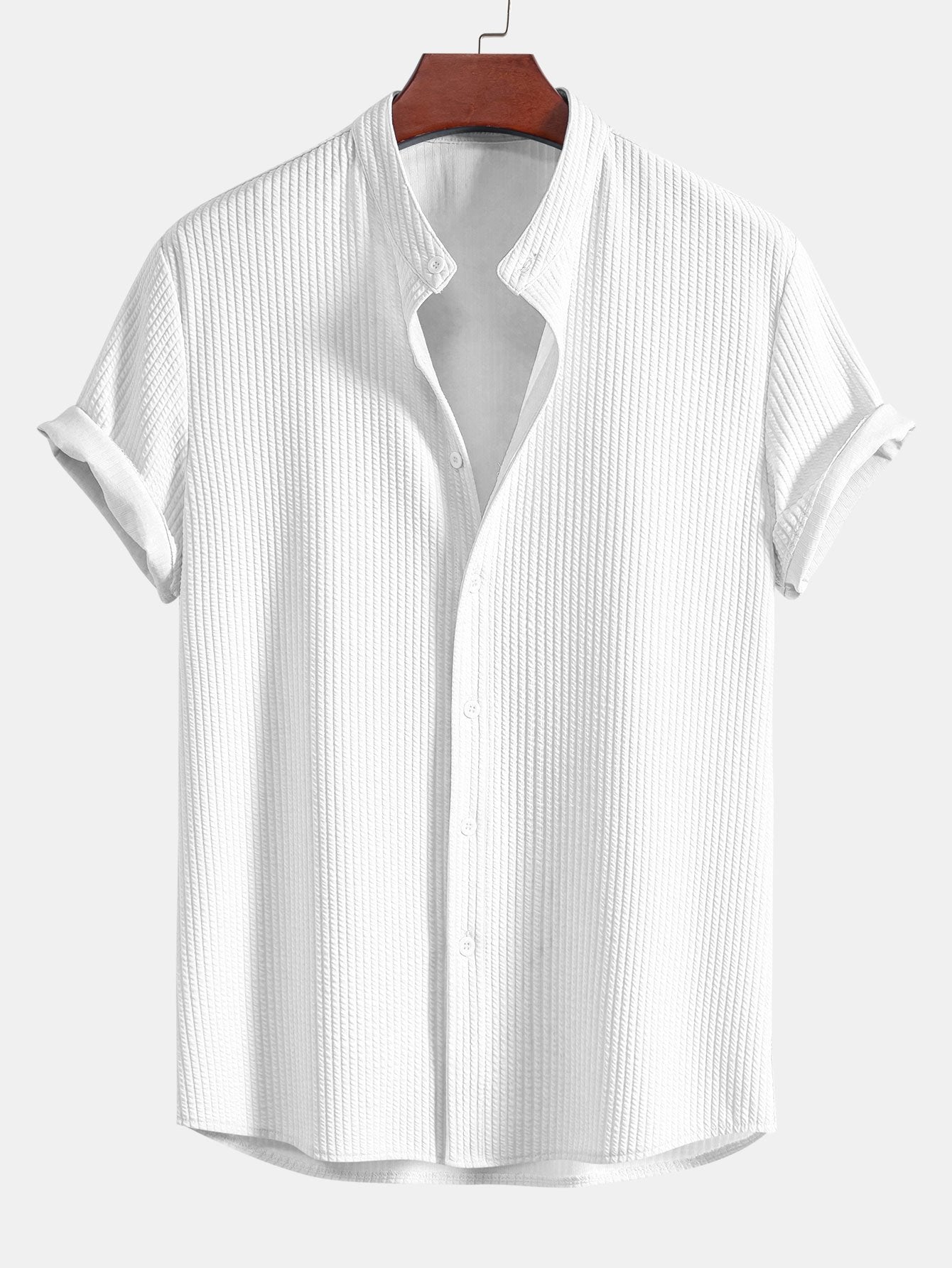 Chemise homme col mao texturée