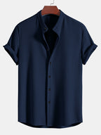 Chemise homme col mao texturée