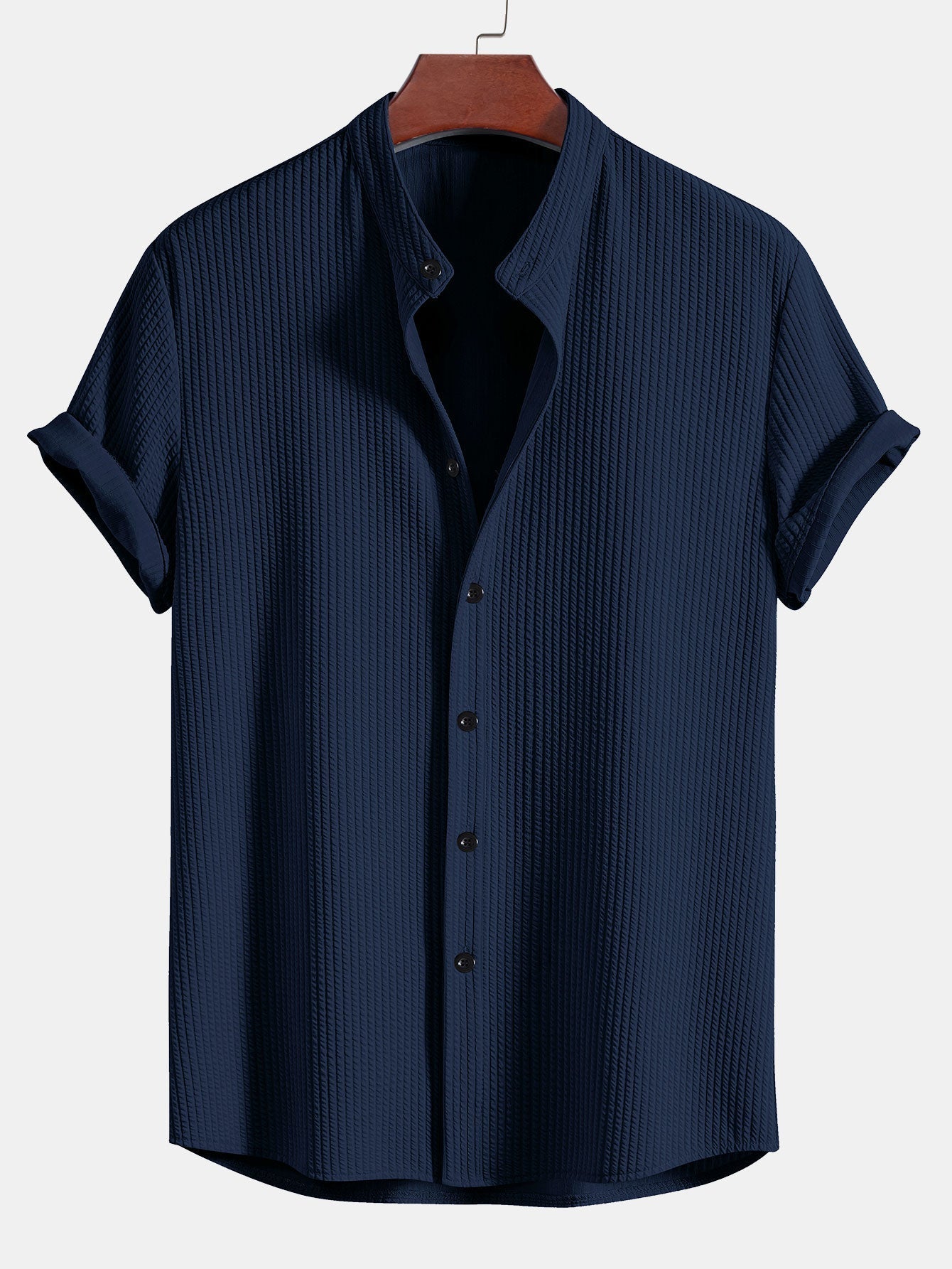 Chemise homme col mao texturée