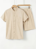 Ensemble Chemise à Col Mandarin pour Hommes