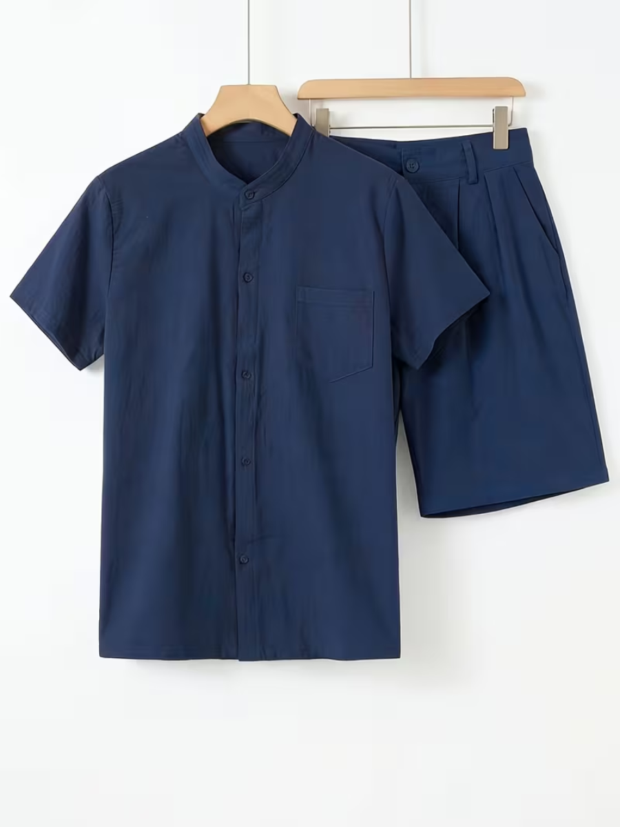 Ensemble Chemise à Col Mandarin pour Hommes