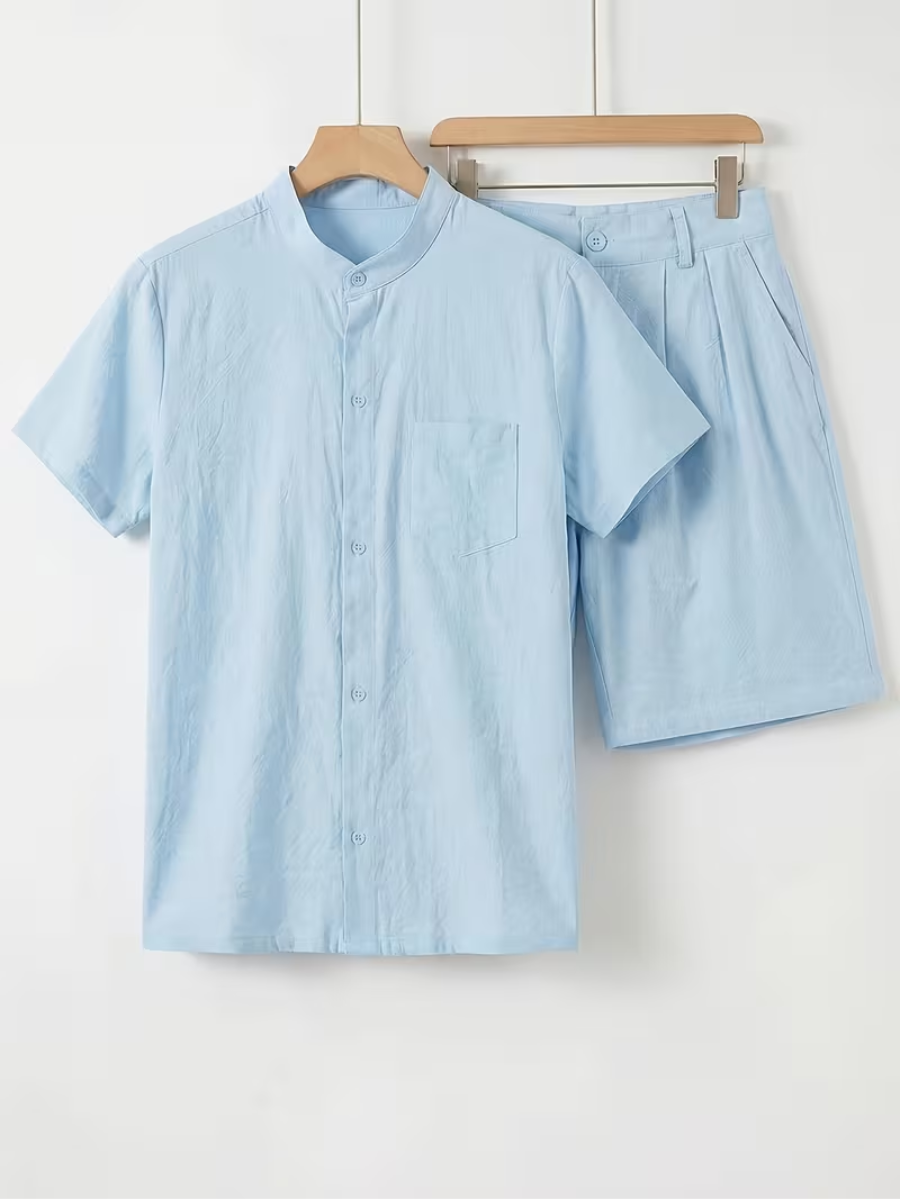 Ensemble Chemise à Col Mandarin pour Hommes