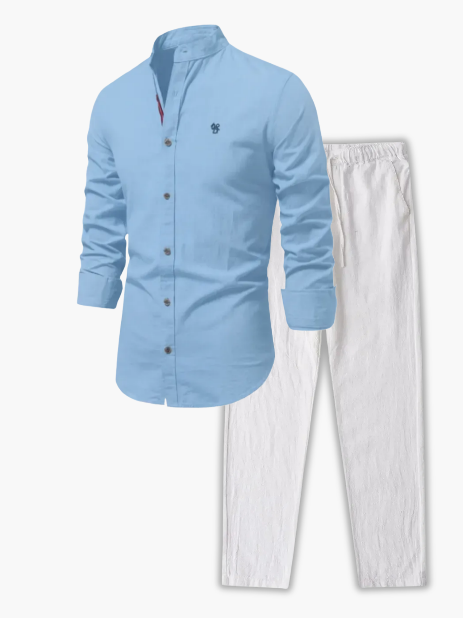 Ensemble de chemise à col mandarin et pantalon