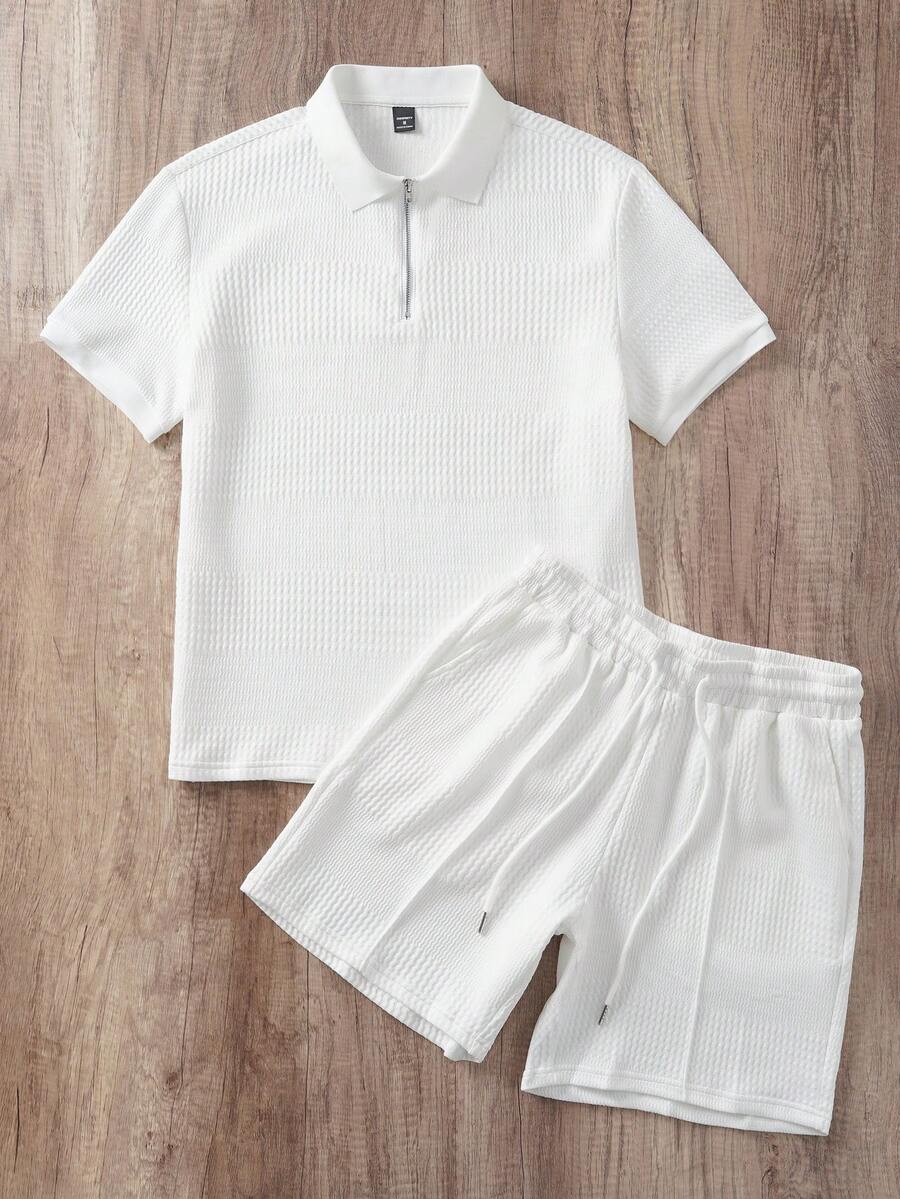 Ensemble de polo texturé pour homme et shorts