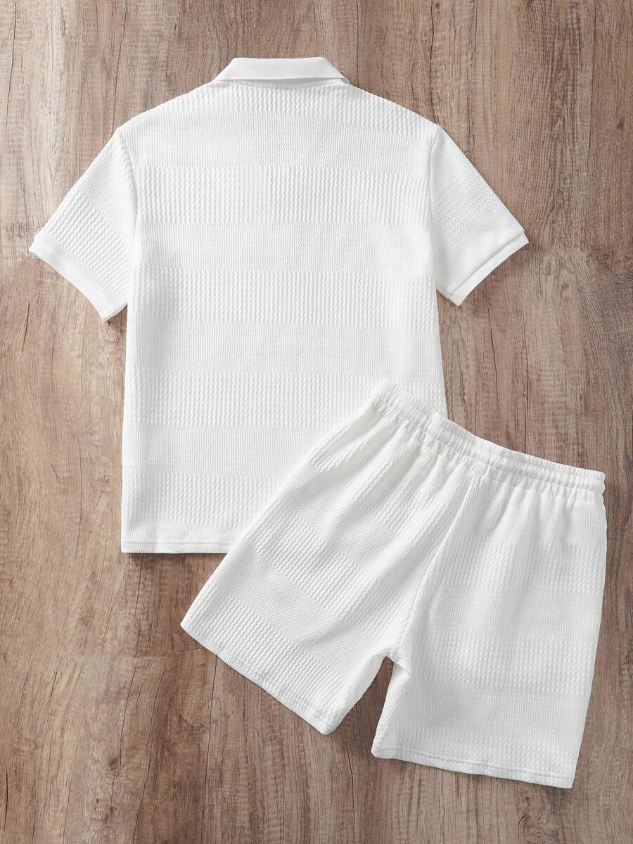 Ensemble de polo texturé pour homme et shorts