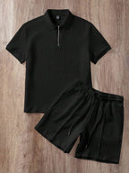 Ensemble de polo texturé pour homme et shorts