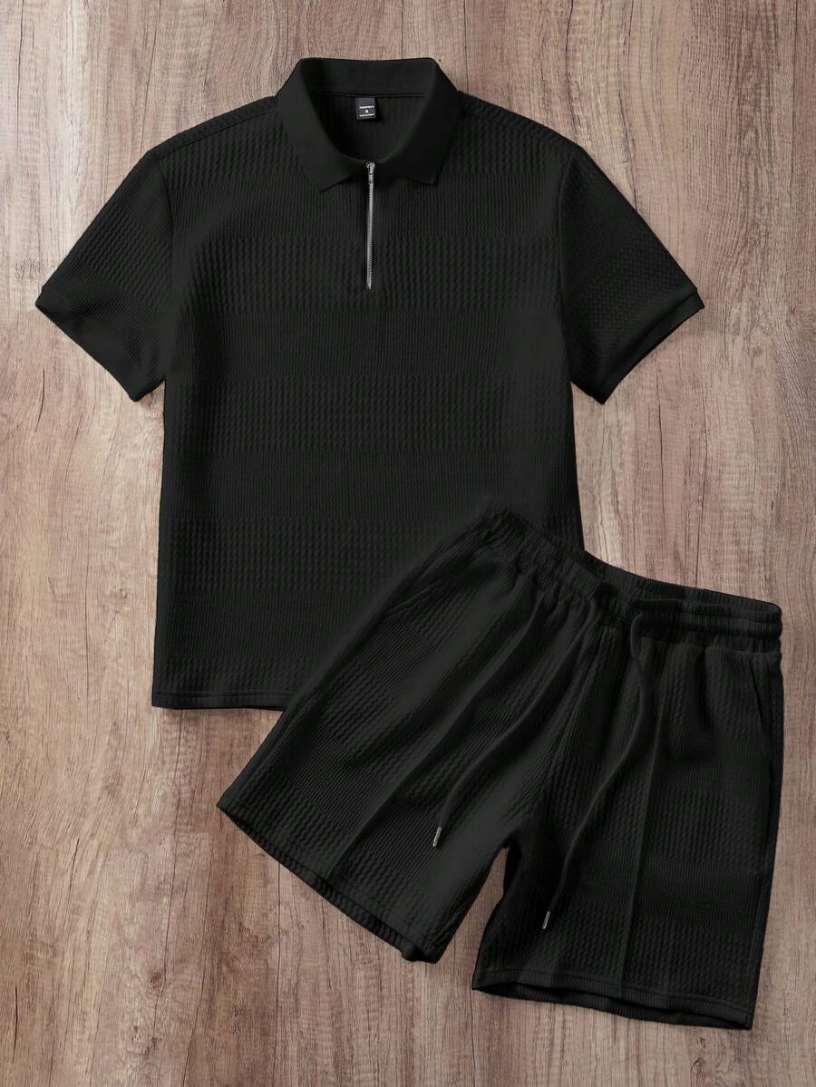 Ensemble de polo texturé pour homme et shorts