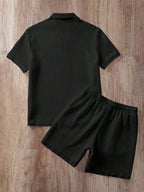 Ensemble de polo texturé pour homme et shorts