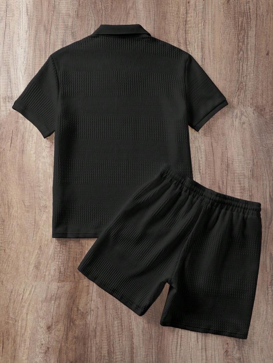 Ensemble de polo texturé pour homme et shorts