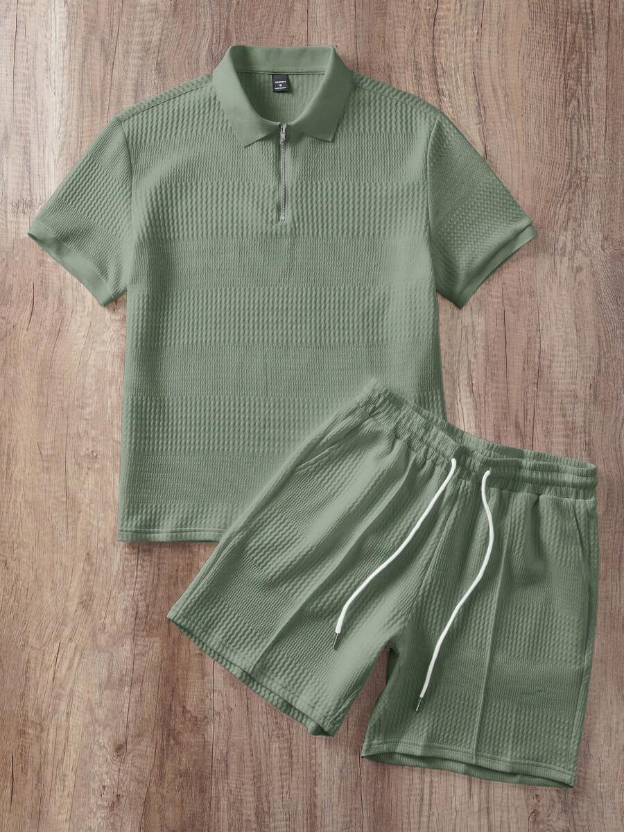 Ensemble de polo texturé pour homme et shorts