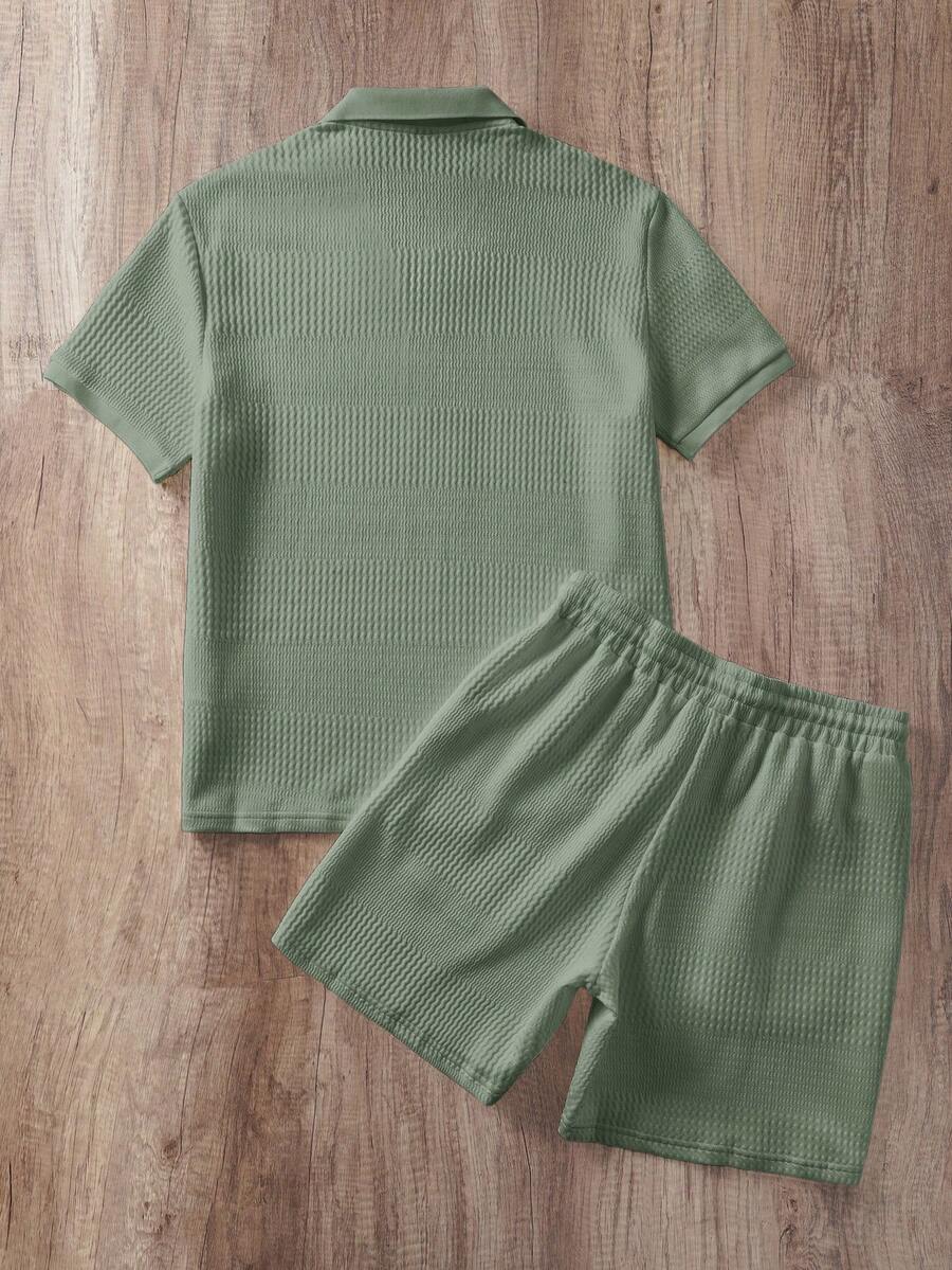 Ensemble de polo texturé pour homme et shorts