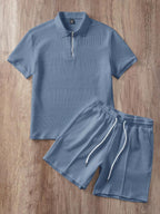Ensemble de polo texturé pour homme et shorts