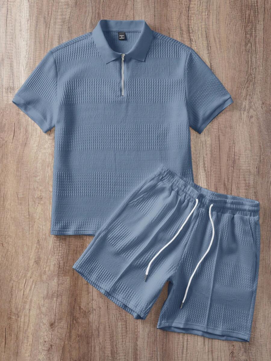Ensemble de polo texturé pour homme et shorts