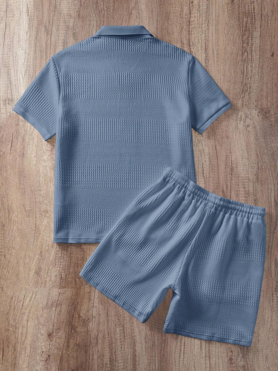 Ensemble de polo texturé pour homme et shorts
