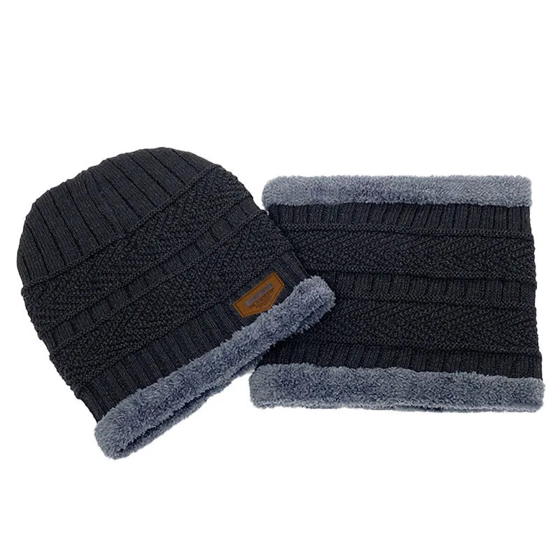 Ensemble homme bonnet et cache-cou en maille