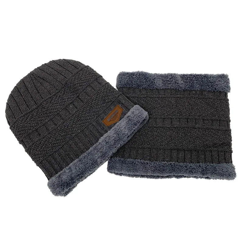 Ensemble homme bonnet et cache-cou en maille