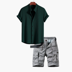 Ensemble homme chemise col mao cargo