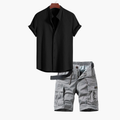 Ensemble homme chemise col mao cargo