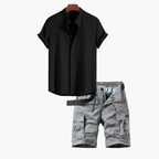 Ensemble homme chemise col mao cargo