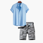 Ensemble homme chemise col mao cargo