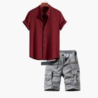 Ensemble homme chemise col mao cargo