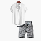Ensemble homme chemise col mao cargo