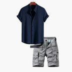 Ensemble homme chemise col mao cargo