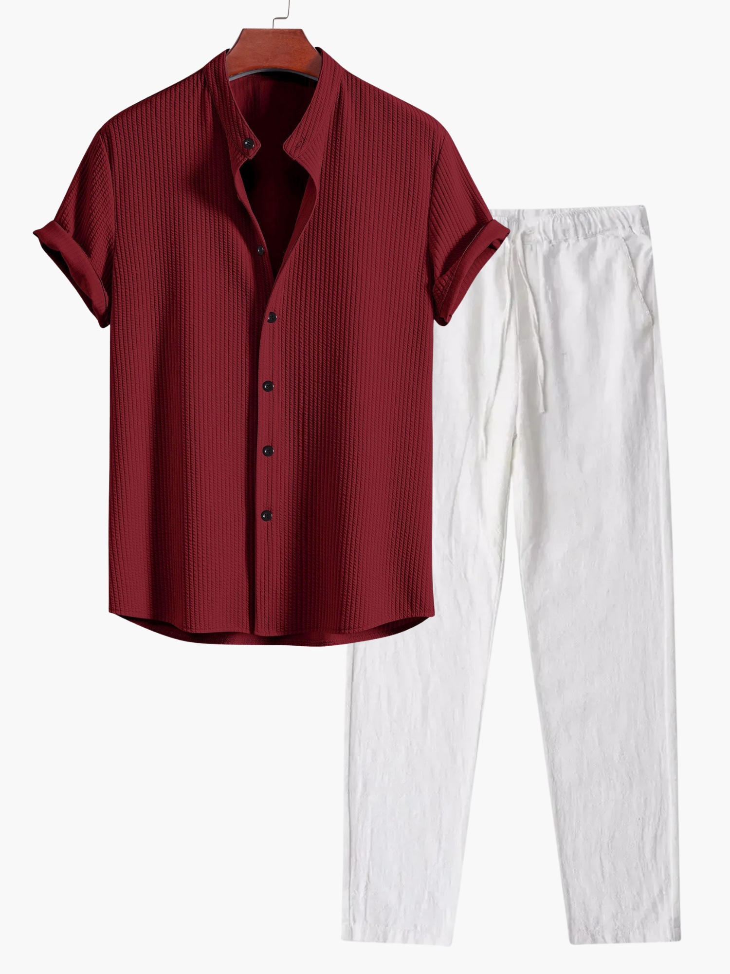 Ensemble homme chemise col mao et pantalon