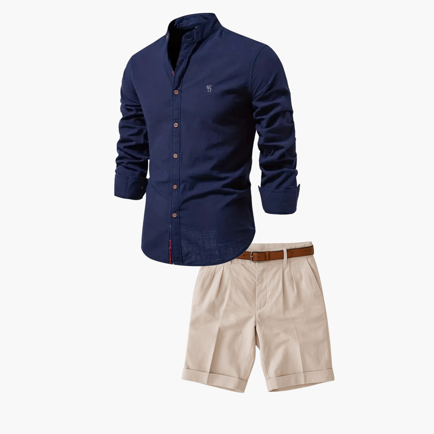 Ensemble homme chemise col mao et short