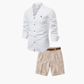 Ensemble homme chemise col mao et short