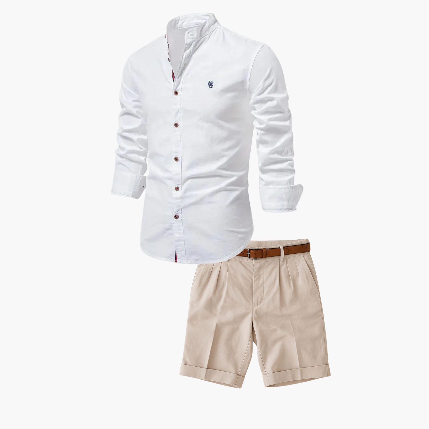Ensemble homme chemise col mao et short